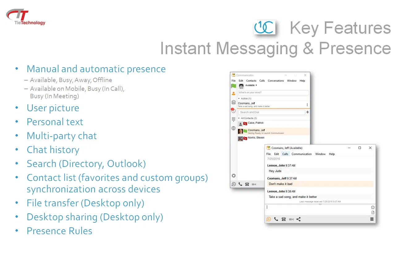UC1 Key Features Instant Messaging and Presence